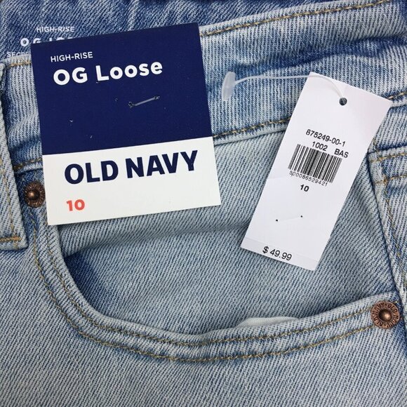 NEW Old Navy O.G. Loose High Rise Straight Leg Light Wash size 10 length 29" - Picture 3 of 9